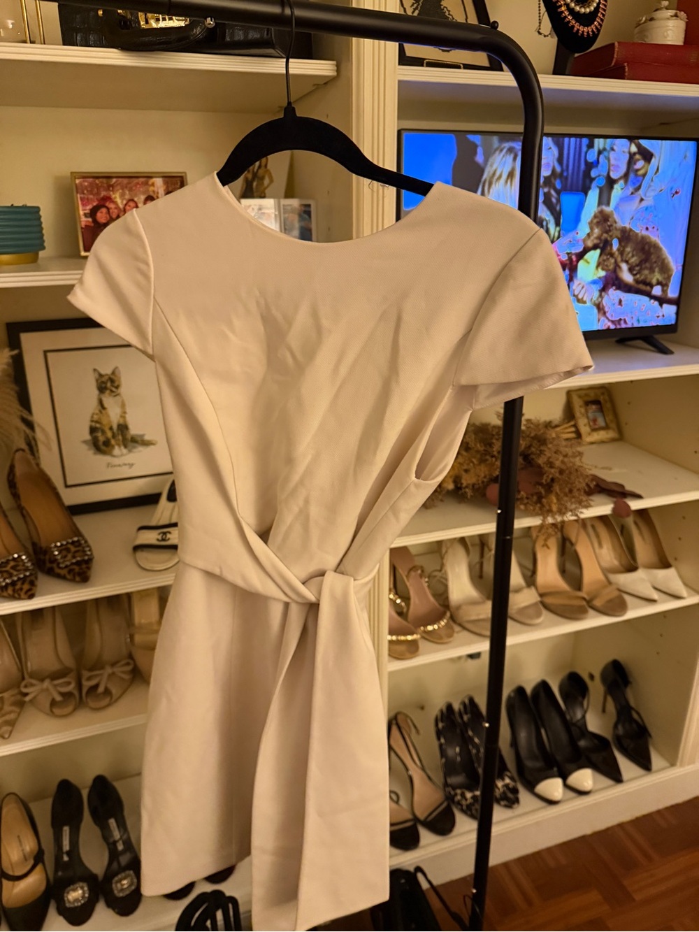 Alice and Olivia off white tie dress